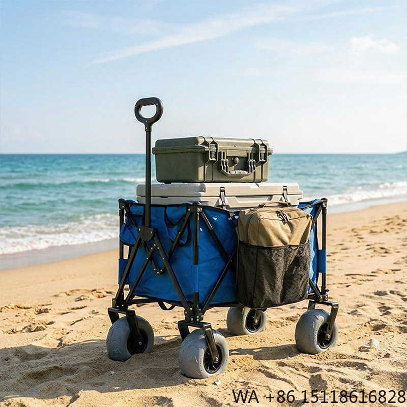 Outdoor Camping Table Foldable - Chariot de plage pliable en métal