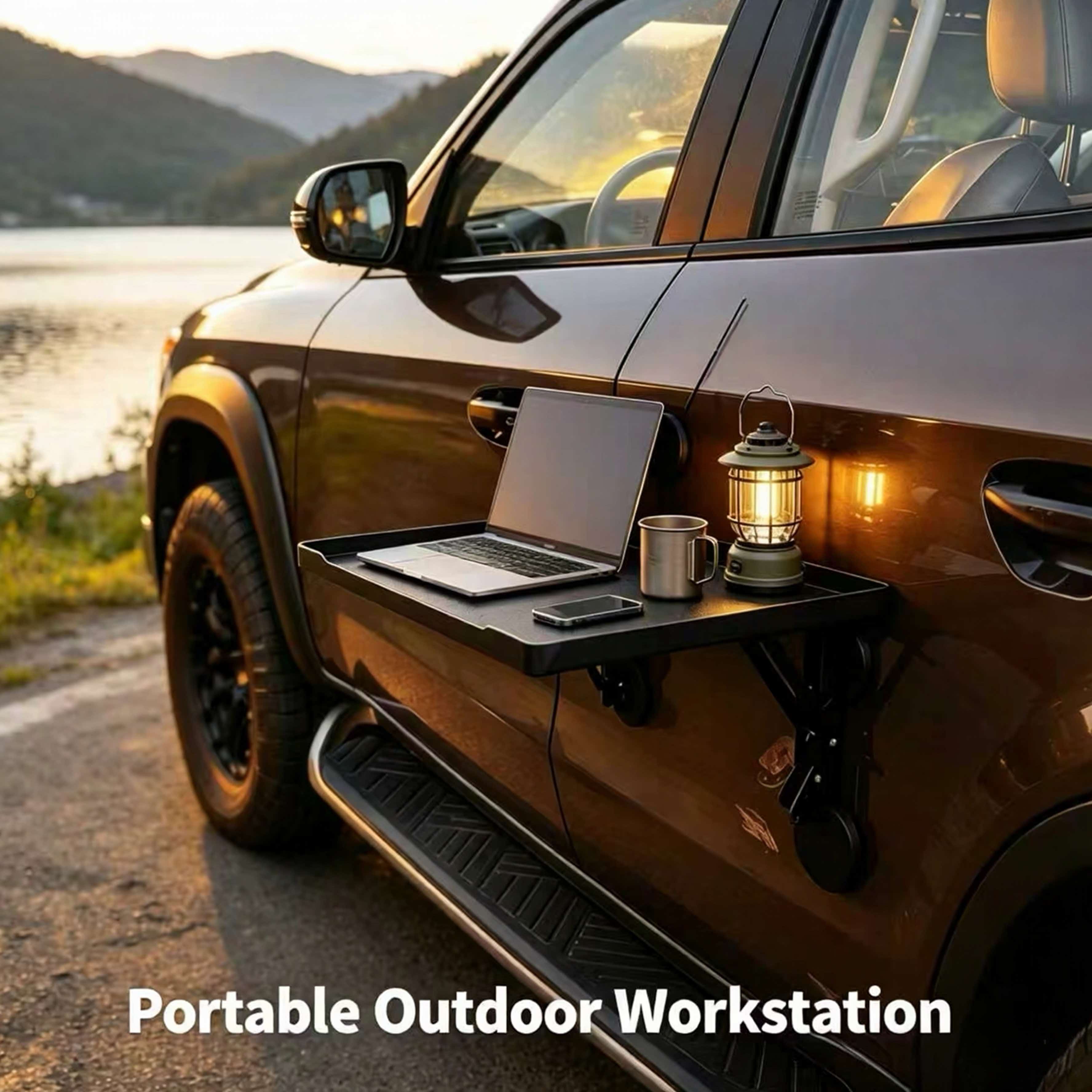 Outdoor Camping Table Foldable - Table d'appoint magnétique pliable pour voiture,