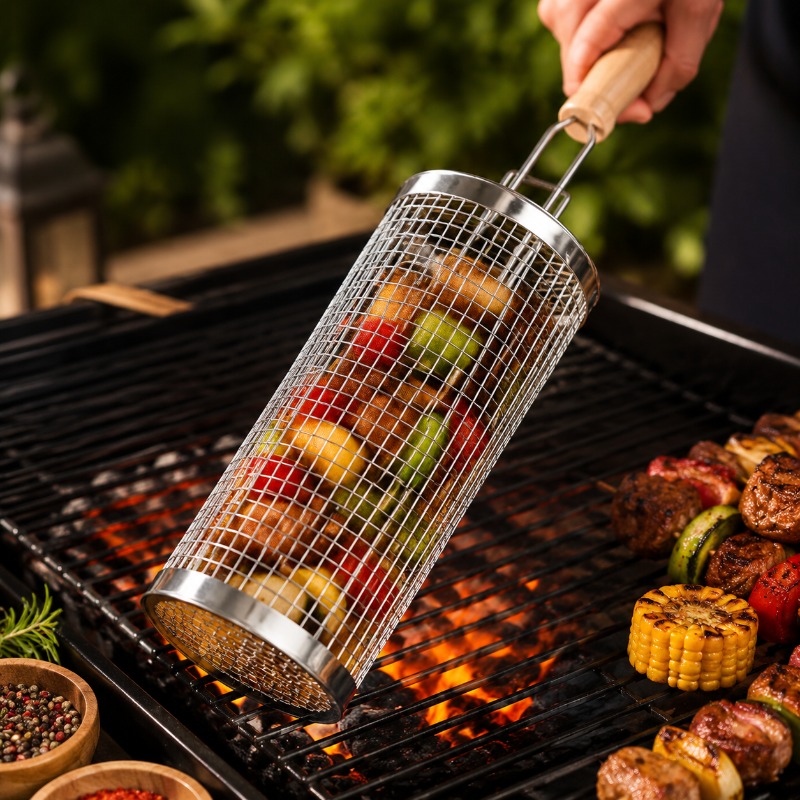 Outdoor Camping Outfit - Ensemble de paniers de barbecue ronds
