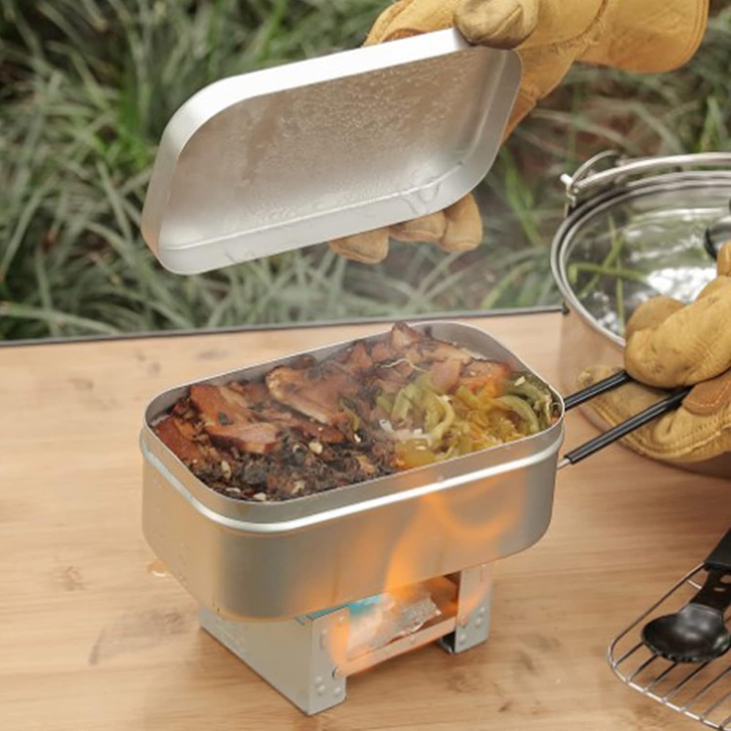 Outdoor Camping Outfit - Poignée de boîte à Bento pliable,