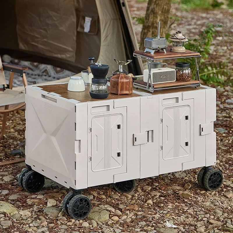 Outdoor Camping Table Foldable - Chariot de camping multifonctionnel pour l'extérieur,