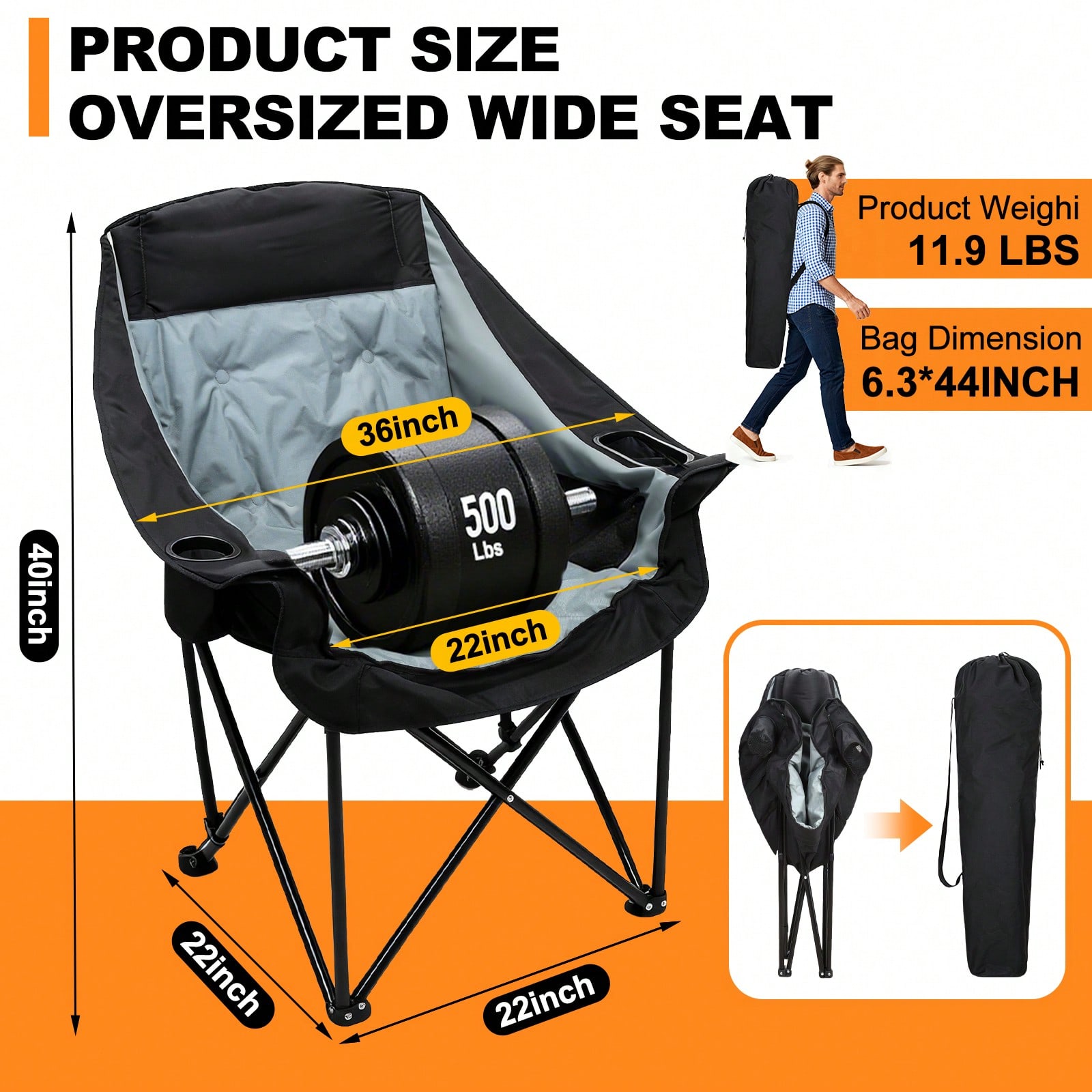 Chaise de camping double chauf - Outdoor Oversized Camping Chair avis et prix