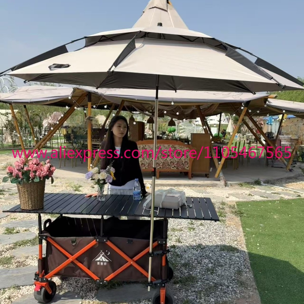 1 pièce, grand chariot pliable - Outdoor Camping Table Foldable avis et prix