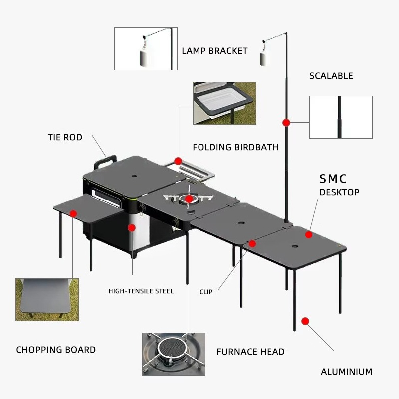 Boîte de cuisine de camping po - Outdoor Camping Table Foldable avis et prix