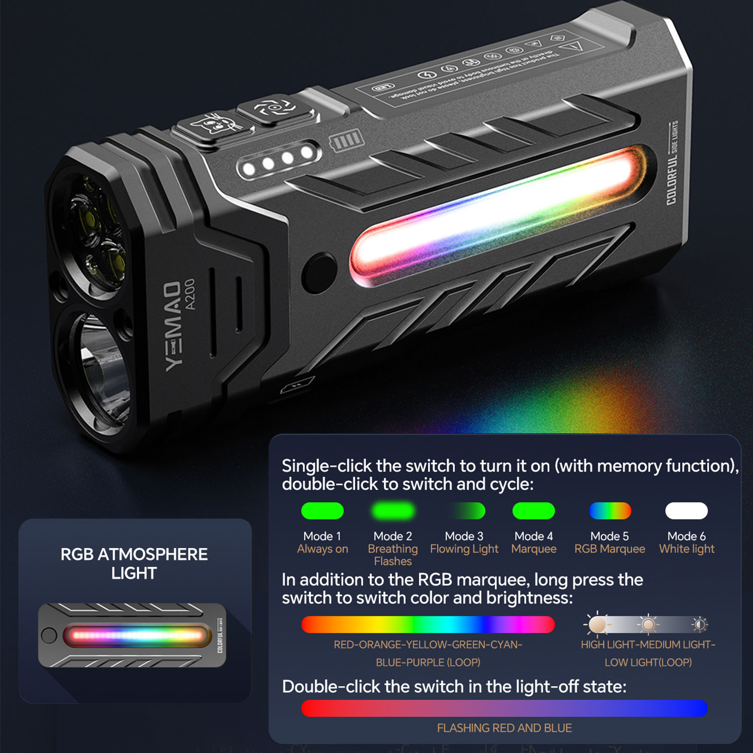 Lampe de poche LED RGB Portabl - Outdoor Camping Adventure Lamp avis et prix