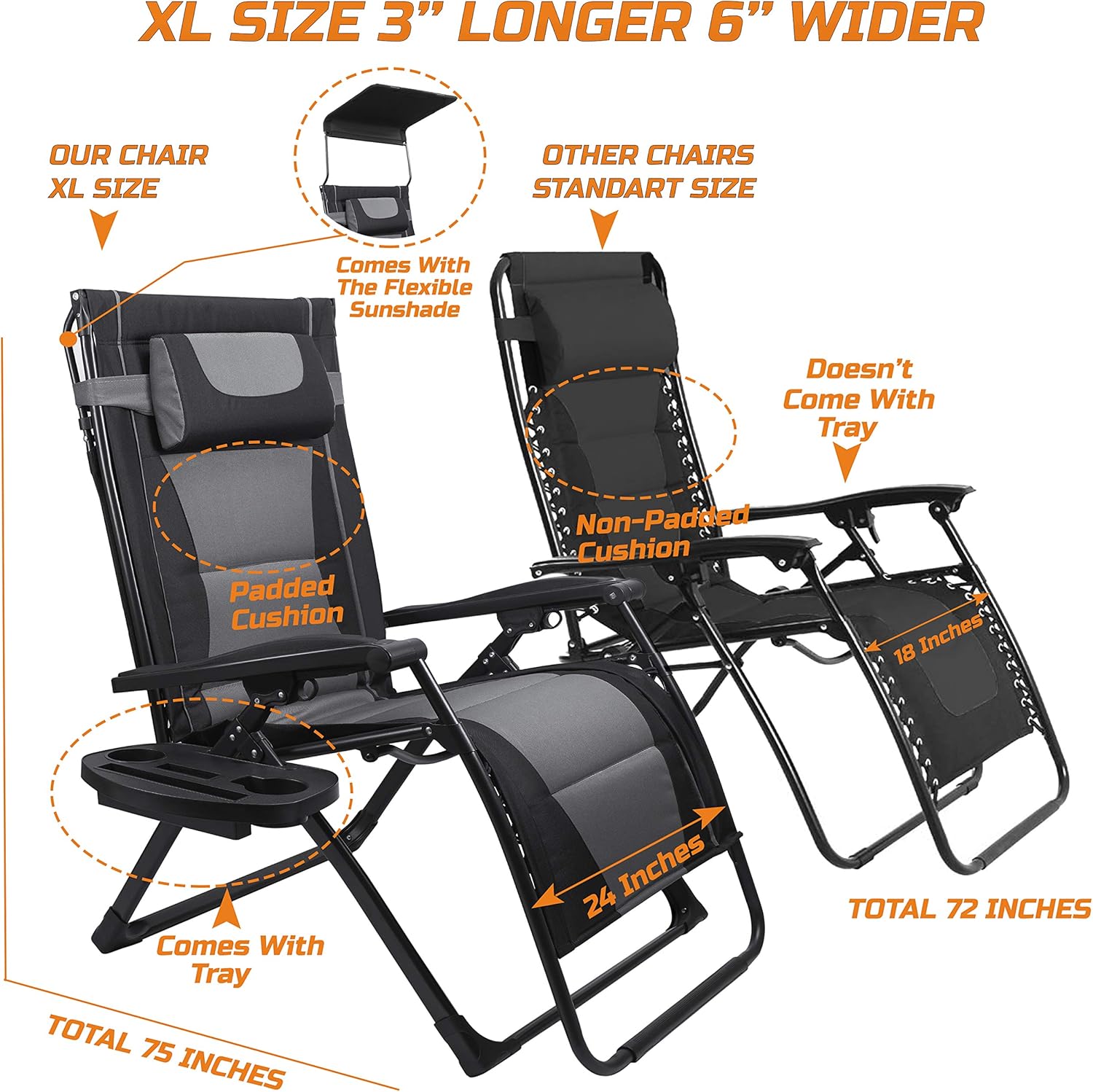 Chaise pliante inclinable surd - Outdoor Oversized Camping Chair avis et prix